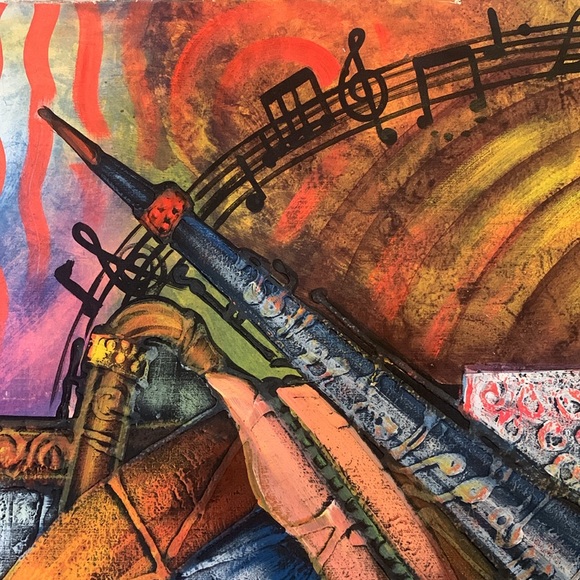 Wall Decor Original Acrylic Paint On Canvas 450in Musical Instruments